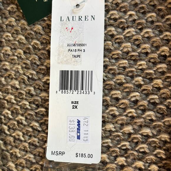 Lauren Ralph Lauren Wool Blend 2XL New With Tags Knit Sweater Fall Cardigan - Picture 10 of 11